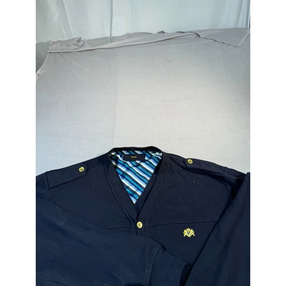 Pelle Pelle Cardigan Sweater Jacket 4XL Black Y2K Streetwear Hip‎ Hop Crest Mens
